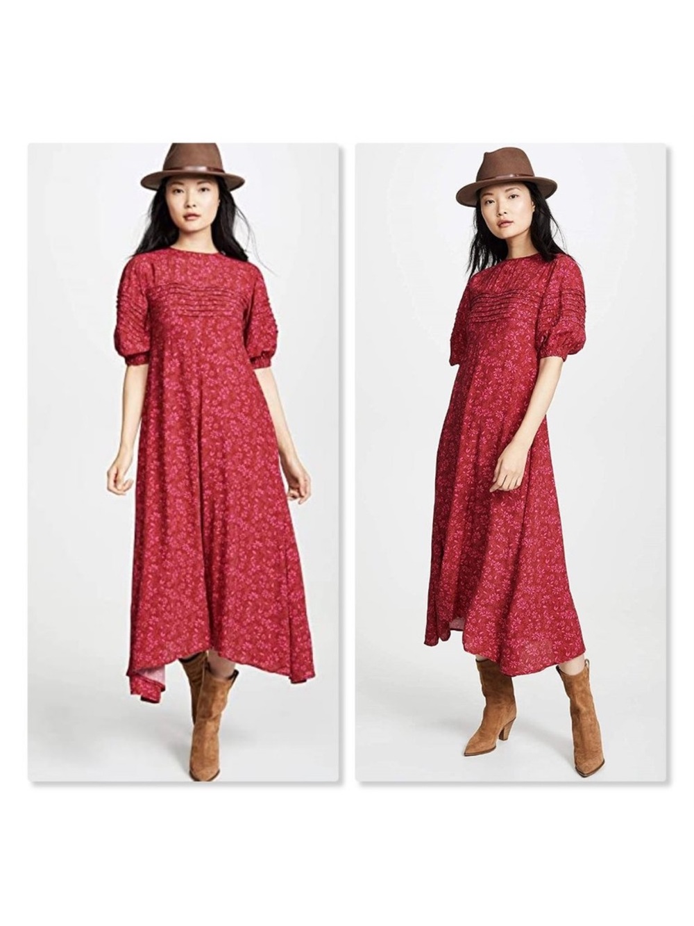 Free People Jessie Midi dress red floral size 6 fall